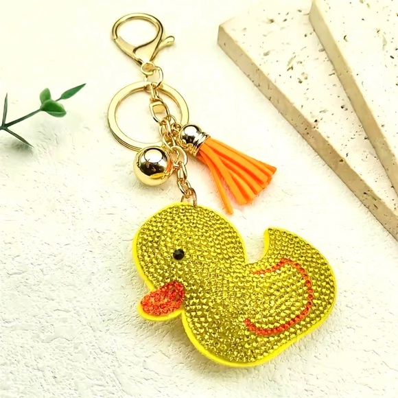 Accessories - Yellow Sparkling Duck Keychain with Tassel